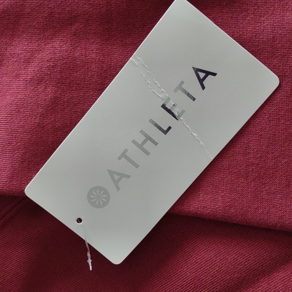 NWT Athleta XS 24/7 Funnel Neck Relaxed Organic Cotton Burgundy Sweatshirt - Picture 4 of 16
